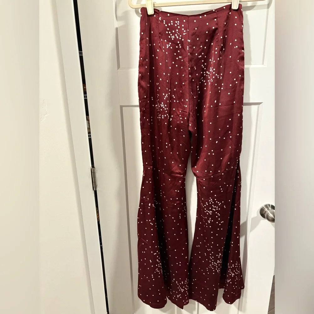 Line + Dot Burgundy Flared Pants - Picture 8 of 12